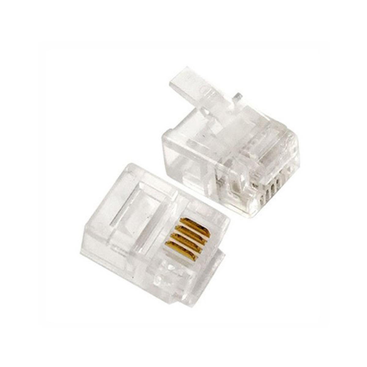 100 pcs RJ11 Modular Plugs 6P4C For Solid Connectors 100 pcs RJ11 Modular Plugs 6P4C For Solid Connectors
